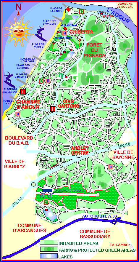 Map of Anglet airports, Anglet hotels, Maps Anglet , Hotels, City Layout